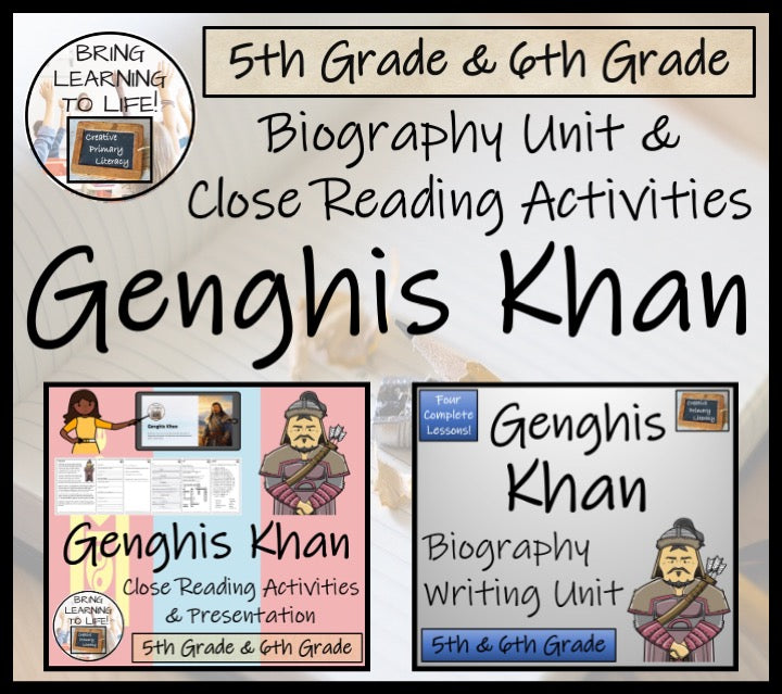 Genghis Khan Close Reading & Biography Bundle | 5th Grade & 6th Grade