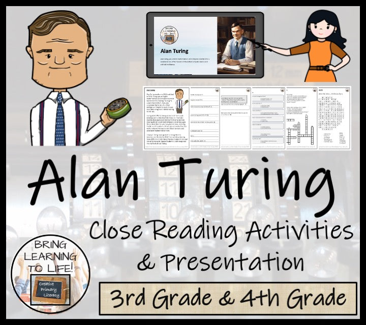 Alan Turing Close Reading Comprehension Activities | 3rd Grade & 4th Grade