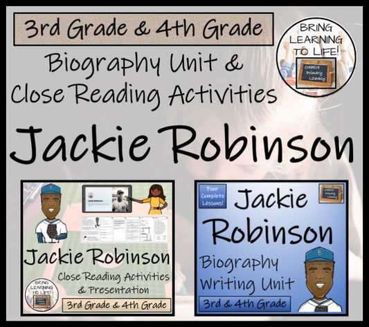 Jackie Robinson Close Reading & Biography Bundle | 3rd Grade & 4th Grade