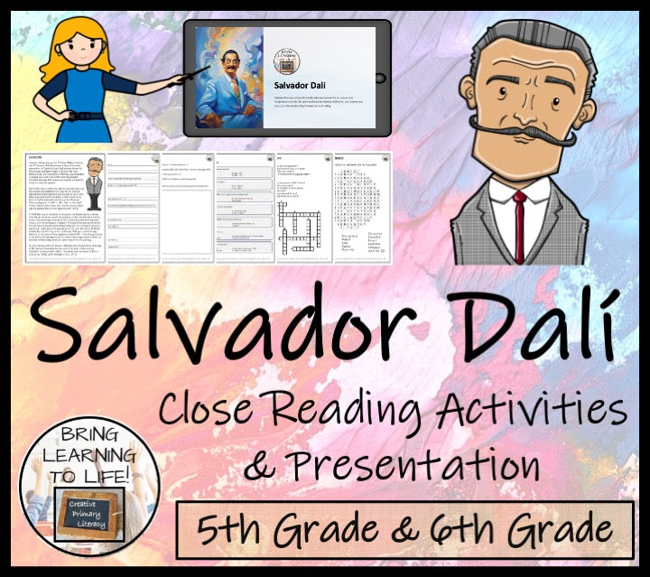 Salvador Dali Close Reading Comprehension Activities | 5th Grade & 6th Grade