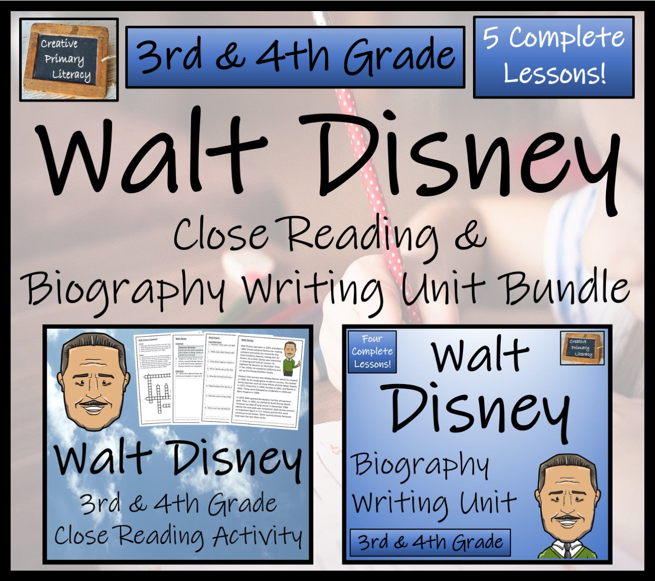 Walt Disney Close Reading & Biography Bundle | 3rd Grade & 4th Grade