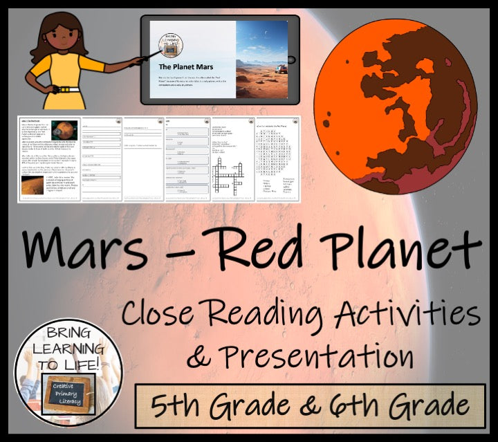 Mars The Red Planet Close Reading Comprehension Activities | 5th Grade & 6th Grade
