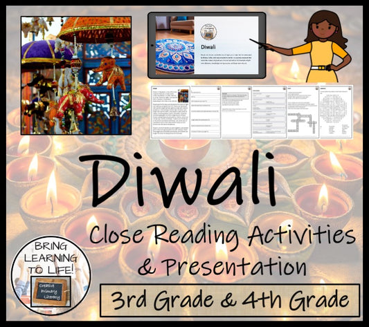 Diwali Close Reading Comprehension Activities | 3rd Grade & 4th Grade