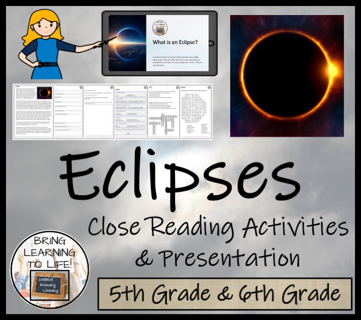 Eclipses Close Reading Comprehension Activities | 5th Grade & 6th Grade