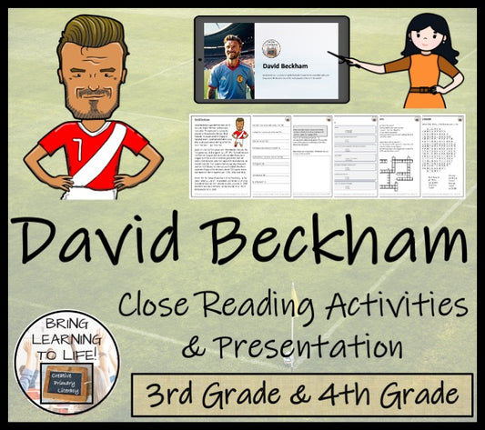 David Beckham Close Reading Comprehension Activities | 3rd Grade & 4th Grade