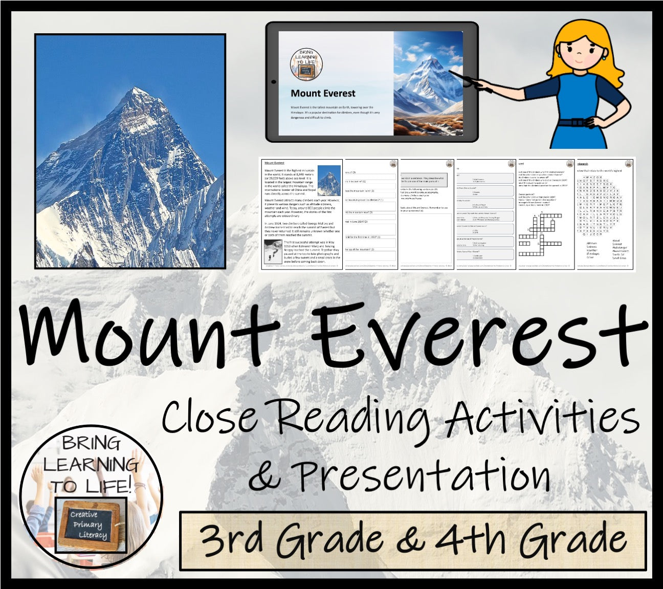 Mount Everest Close Reading Comprehension Activities | 3rd Grade & 4th Grade