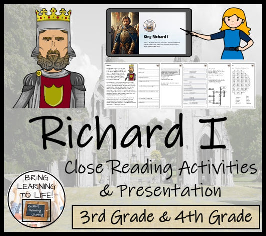 King Richard I Close Reading Comprehension Activities | 3rd Grade & 4th Grade