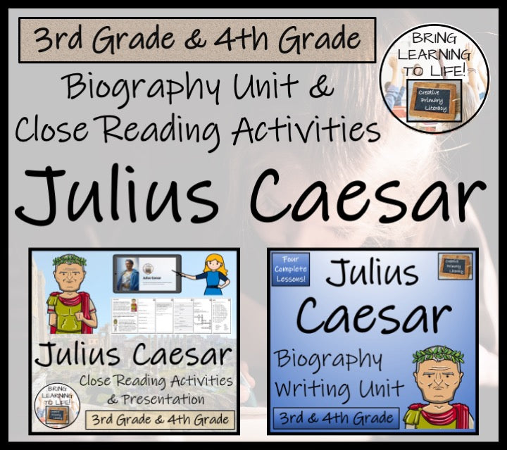 Julius Caesar Close Reading & Biography Bundle | 3rd Grade & 4th Grade