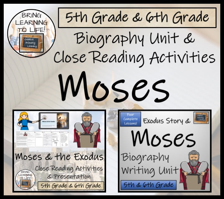 Moses Close Reading & Biography Writing Bundle | 5th Grade & 6th Grade