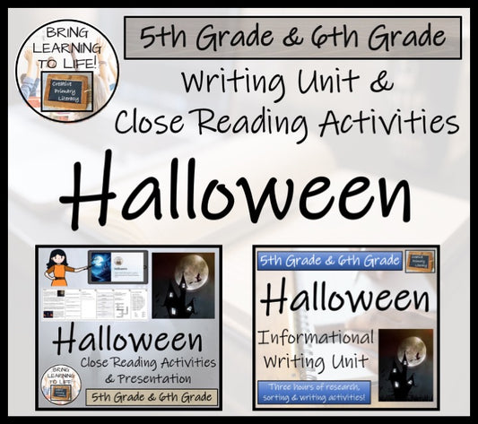 Halloween Close Reading & Writing Bundle | 5th Grade & 6th Grade