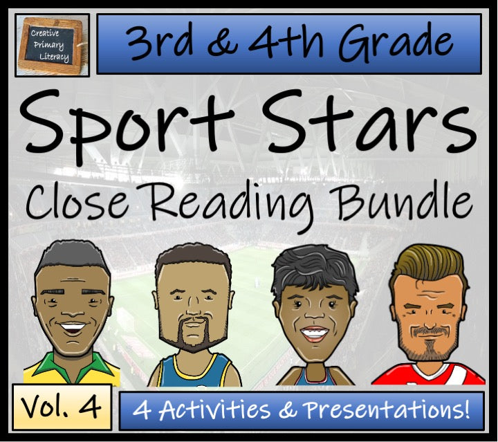 Sport Stars Volume 4 Close Reading Comprehension Bundle 3rd Grade & 4th Grade