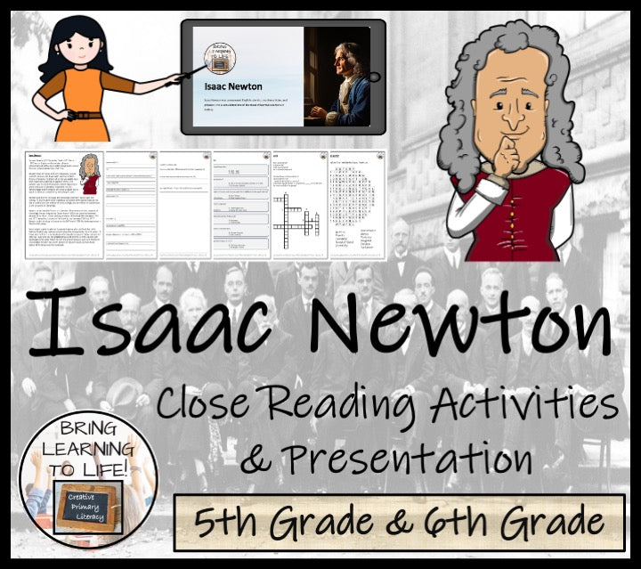 Sir Isaac Newton Close Reading Comprehension Activities | 5th Grade & 6th Grade