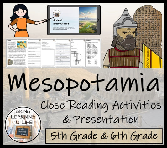 Ancient Mesopotamia Close Reading Comprehension Activities | 5th Grade & 6th Grade