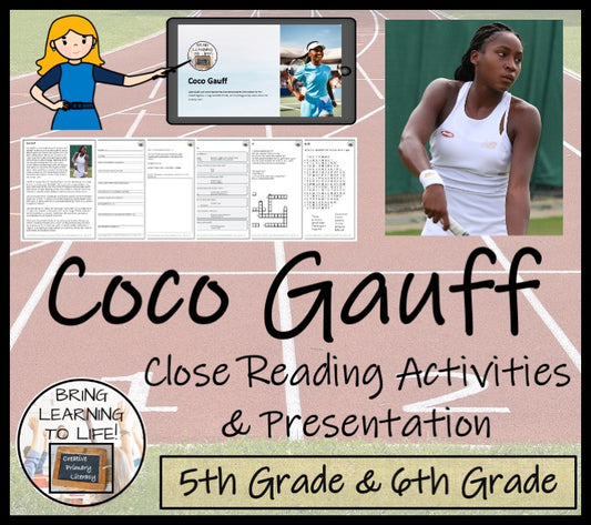 Coco Gauff Close Reading Comprehension Activities | 5th Grade & 6th Grade