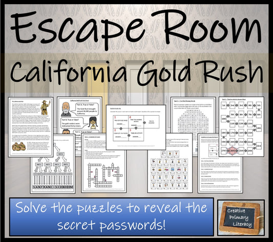 California Gold Rush Escape Room Activity