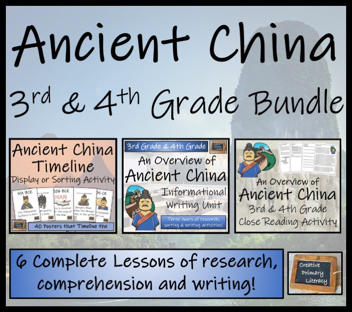 Ancient China Display Timeline Close Reading & Writing Bundle | 3rd & 4th Grade