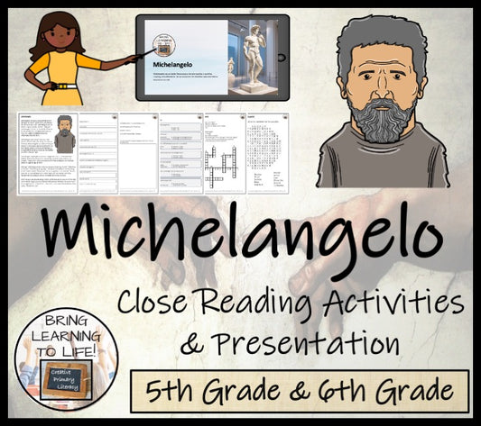 Michelangelo Close Reading Comprehension Activities | 5th Grade & 6th Grade