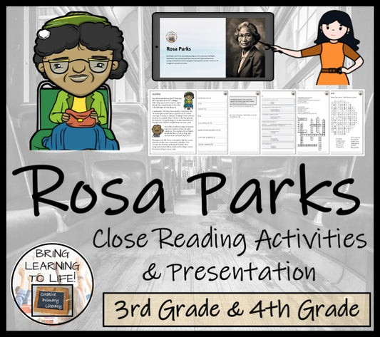 Rosa Parks Close Reading Comprehension Activities | 3rd Grade & 4th Grade