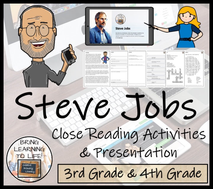 Steve Jobs Close Reading Comprehension Activities | 3rd Grade & 4th Grade