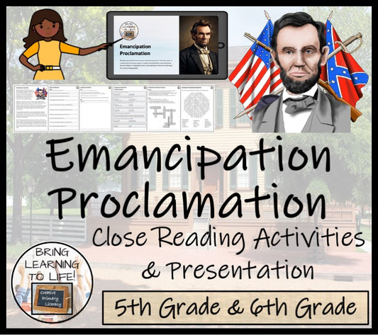 Emancipation Proclamation Close Reading Comprehension | 5th Grade & 6th Grade