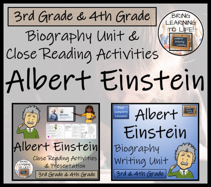 Albert Einstein Close Reading & Biography Bundle 3rd Grade & 4th Grade