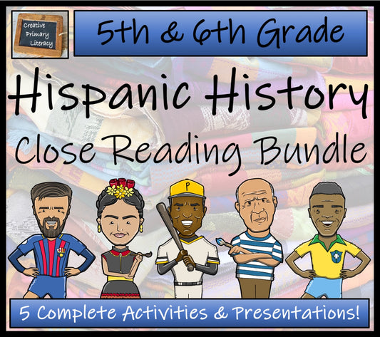 Hispanic Heritage Close Reading Comprehension Activity Bundle | 5th & 6th Grade