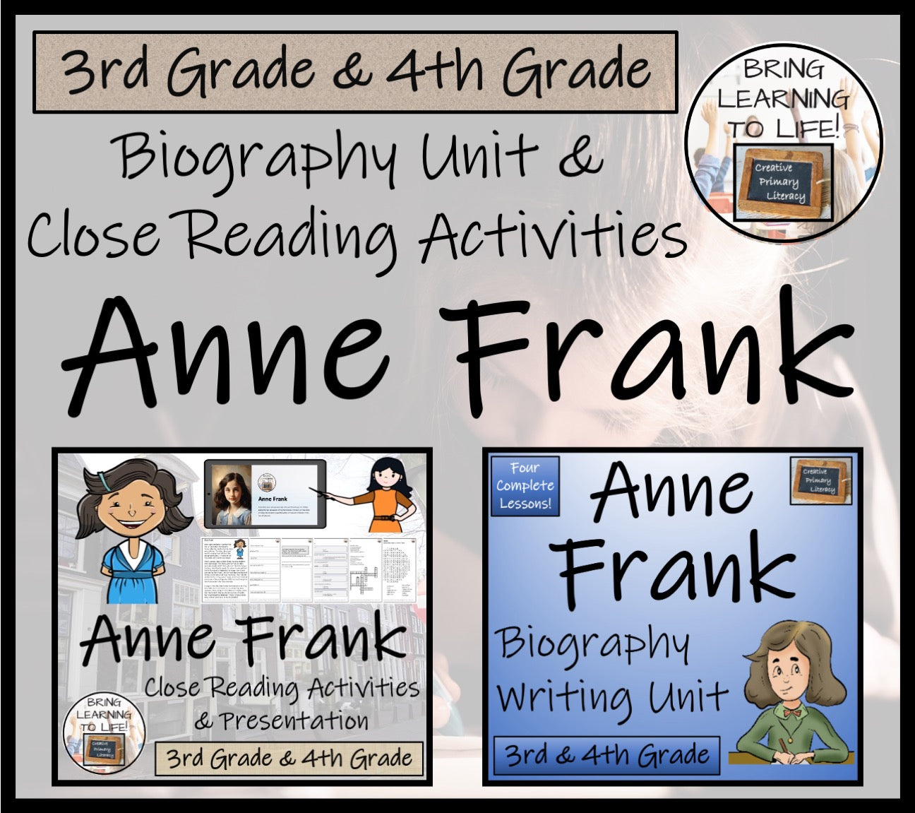 Anne Frank Close Reading & Biography Bundle | 3rd Grade & 4th Grade