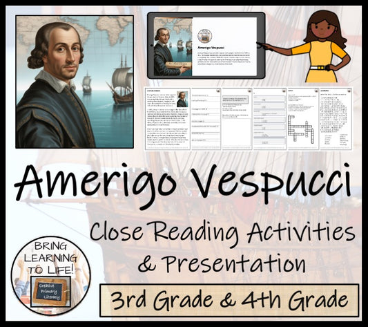 Amerigo Vespucci Close Reading Comprehension Activities | 3rd Grade & 4th Grade