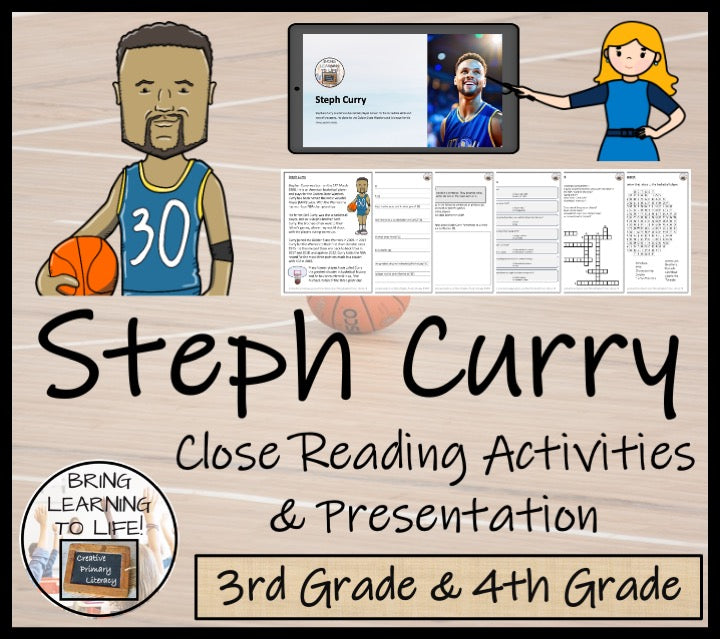 Steph Curry Close Reading Comprehension Activity | 3rd Grade & 4th Grade