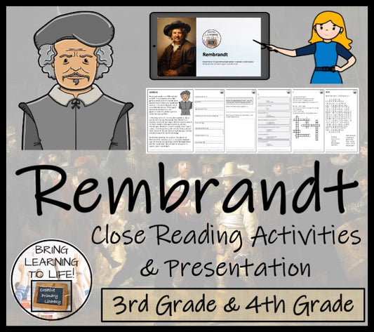 Rembrandt Close Reading Comprehension Activities | 3rd Grade & 4th Grade