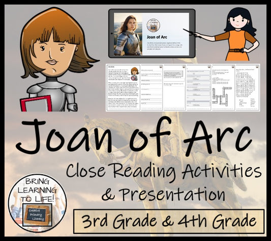 Joan of Arc Close Reading Comprehension Activities | 3rd Grade & 4th Grade