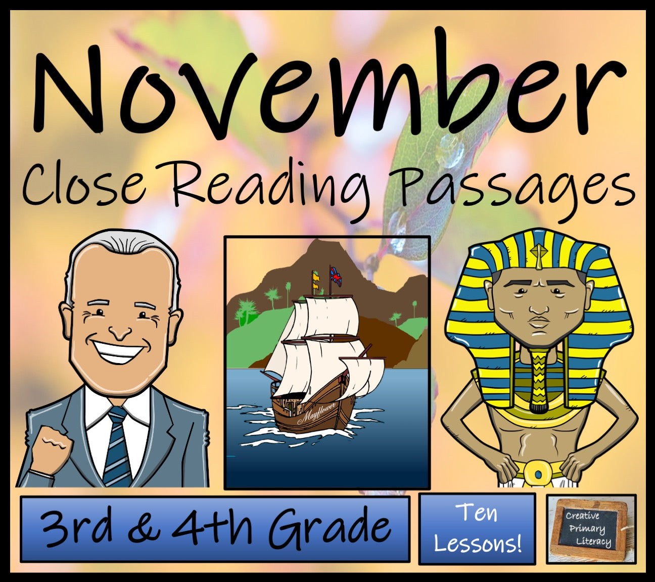 November Close Reading Comprehension Passages | 3rd Grade & 4th Grade