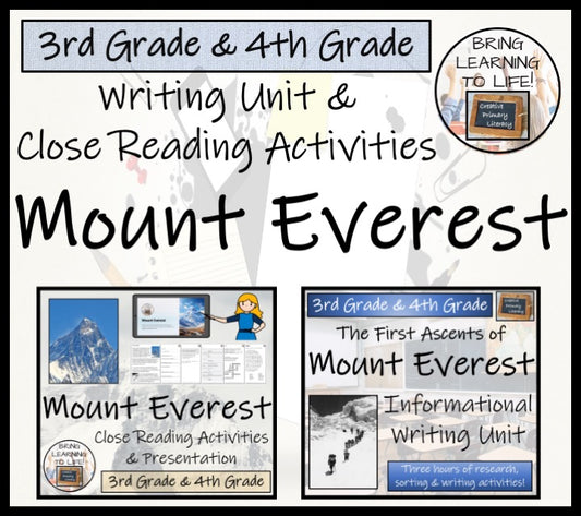 Mount Everest Close Reading & Informational Writing Bundle 3rd Grade & 4th Grade