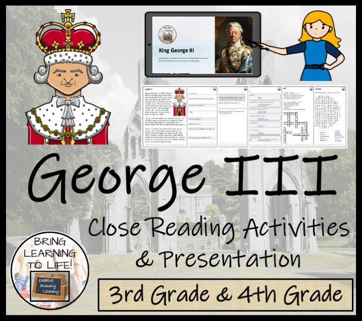 King George III Close Reading Comprehension Activities | 3rd Grade & 4th Grade