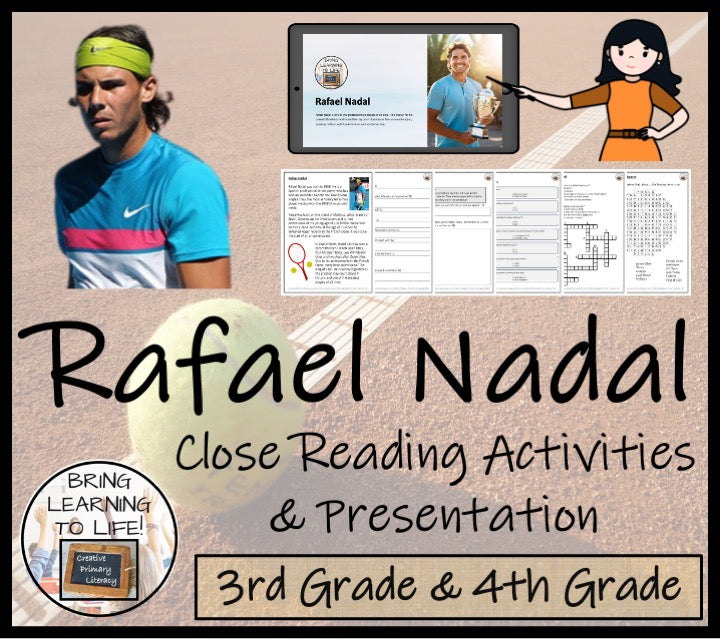 Rafael Nadal Close Reading Comprehension Activities | 3rd Grade & 4th Grade