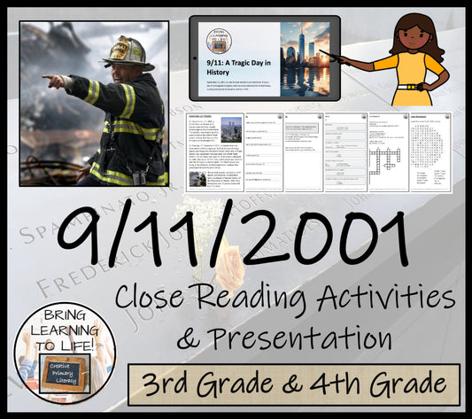 9/11 Terrorist Attacks Close Reading Comprehension Activities | 3rd & 4th Grade