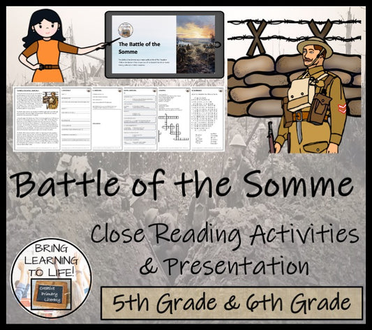 Battle of the Somme Close Reading Comprehension Activities | 5th & 6th Grade