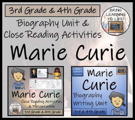 Marie Curie Close Reading & Biography Bundle | 3rd Grade & 4th Grade