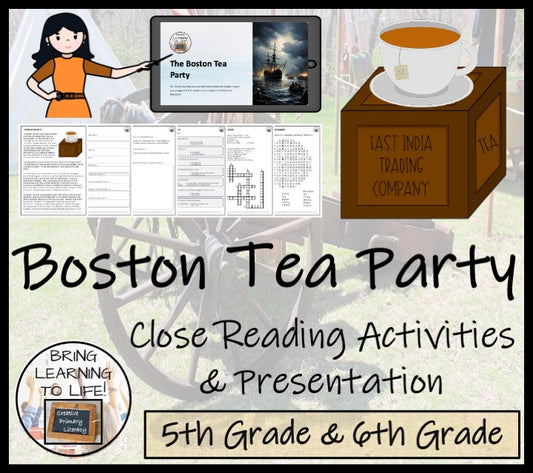 Boston Tea Party Close Reading Comprehension Activities | 5th Grade & 6th Grade