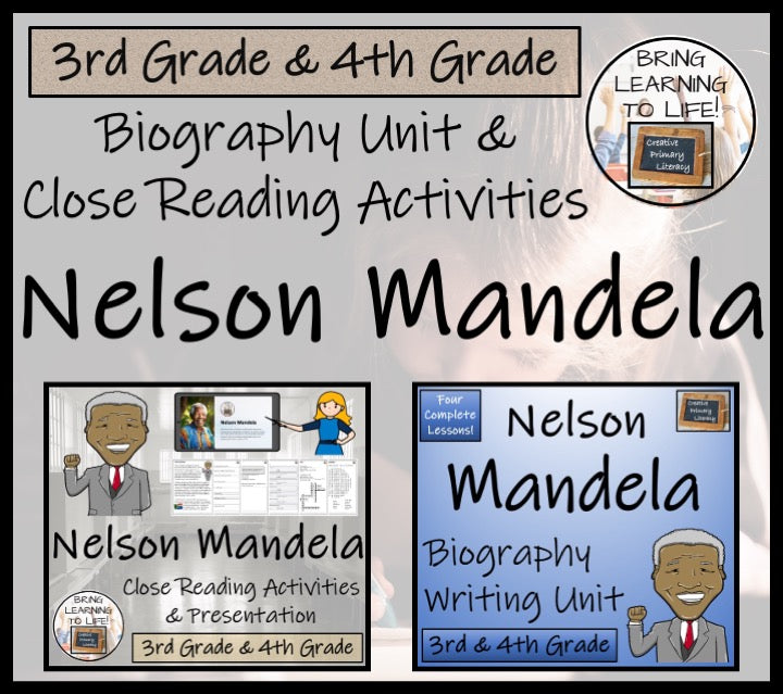 Nelson Mandela Close Reading & Biography Bundle | 3rd Grade & 4th Grade