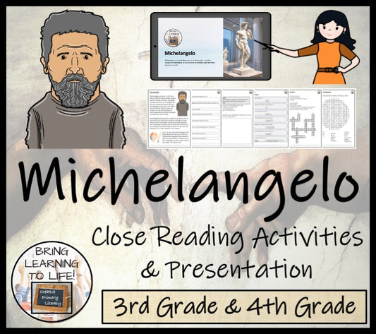 Michelangelo Close Reading Comprehension Activities | 3rd Grade & 4th Grade