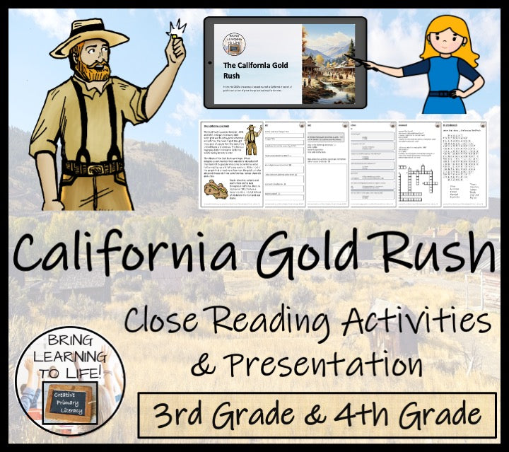 California Gold Rush Close Reading Comprehension Activities | 3rd & 4th Grade