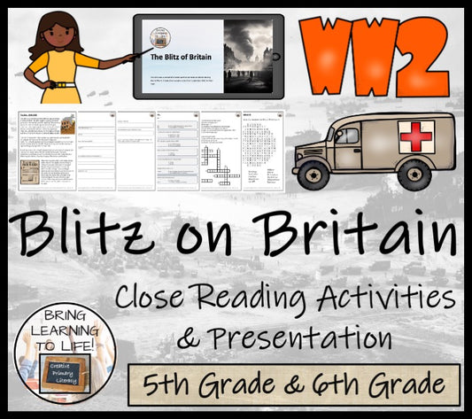 Blitz on Britain World War II Close Reading Comprehension | 5th & 6th Grade