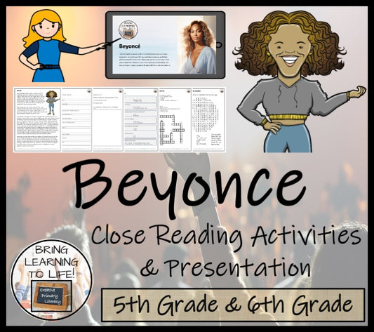 Beyonce Close Reading Comprehension Activity 5th Grade & 6th Grade