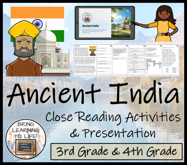 Ancient India Close Reading Comprehension Activities | 3rd Grade & 4th Grade