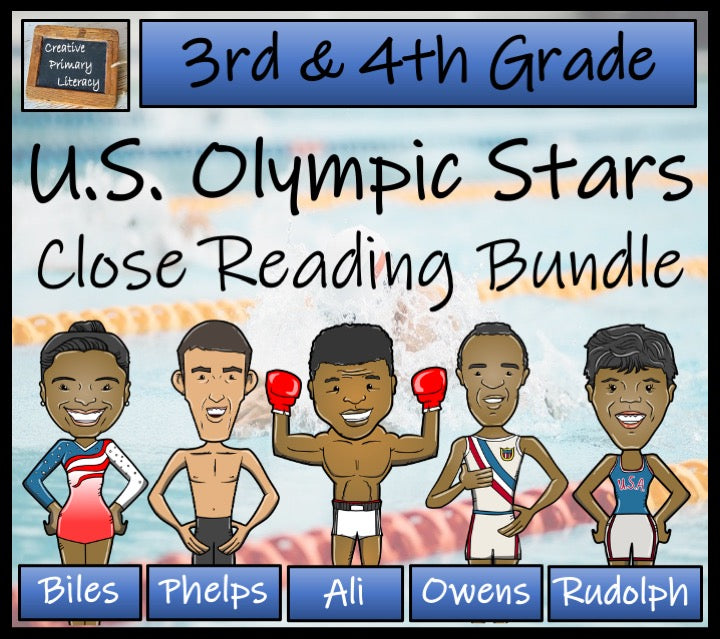 U.S. Olympic Stars Close Reading Comprehension Bundle | 3rd Grade & 4th Grade