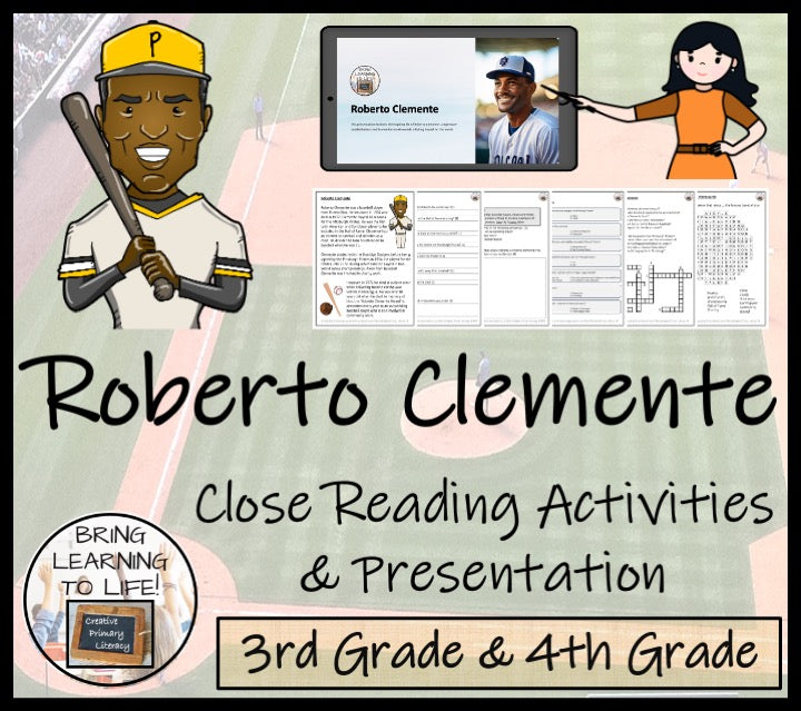 Roberto Clemente Close Reading Comprehension Activities | 3rd Grade & 4th Grade