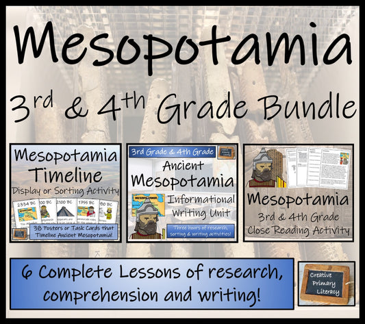 Mesopotamia Display Timeline Close Reading & Writing Bundle | 3rd & 4th Grade