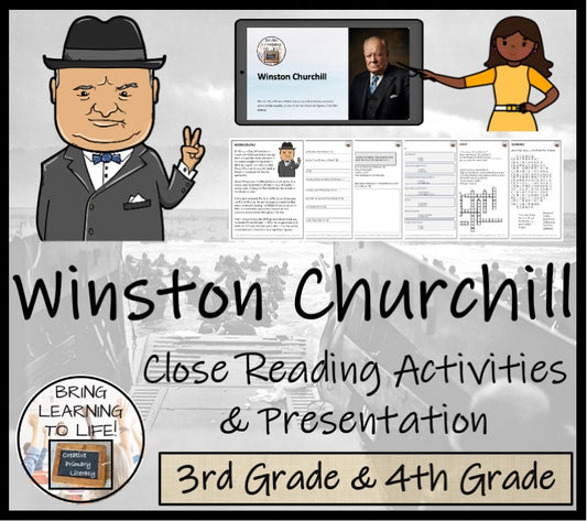 Winston Churchill Close Reading Comprehension Activities | 3rd Grade & 4th Grade