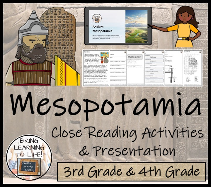 Ancient Mesopotamia Close Reading Comprehension Activities | 3rd Grade & 4th Grade